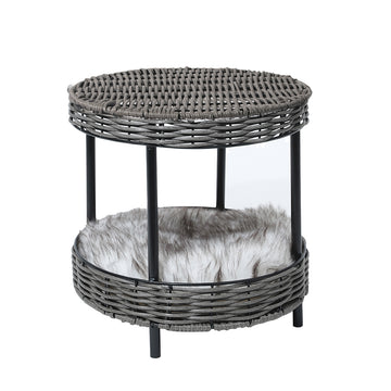 PaWz Rattan Pet Bed Elevated Raised Cat Dog House Wicker Basket Kennel Table PaWz